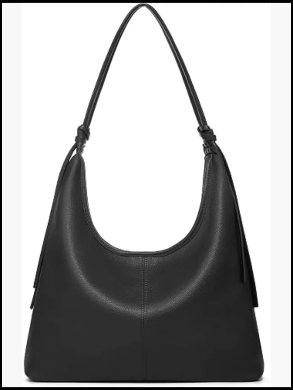 Slouchy Vegan Leather Hobo Tote Soft Shoulder Satchel with Tassel Ribbon